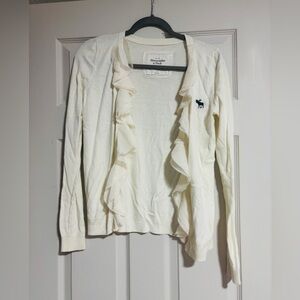 Abercrombie & Fitch Cream Ruffle Cardigan Small